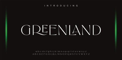 GREENLAND Luxury Minimal style alphabet fonts . Modern abstract vector typeface letters. Tech lines font typography logo design