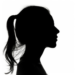 Silhouette of a young woman. Anonymous profile portrait picture. Social media avatar - obrazy, fototapety, plakaty