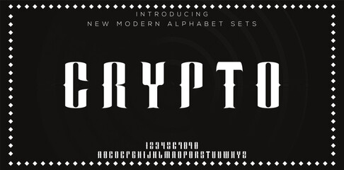 CRYPTO Luxury Minimal style alphabet fonts . Modern abstract vector typeface letters. Tech lines font typography logo design