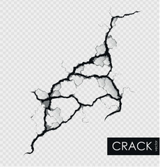 crack on the wall with broken pieces