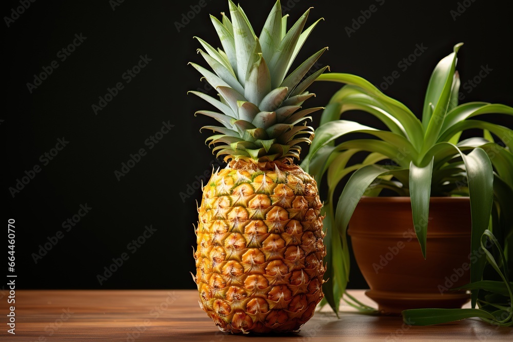 Wall mural pineapple on a wooden table