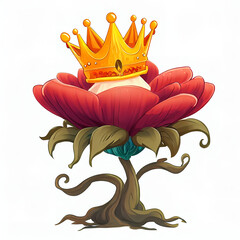 Animación fantástica  de un flor con una corona