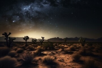 desert night with sparkling stars. Generative AI