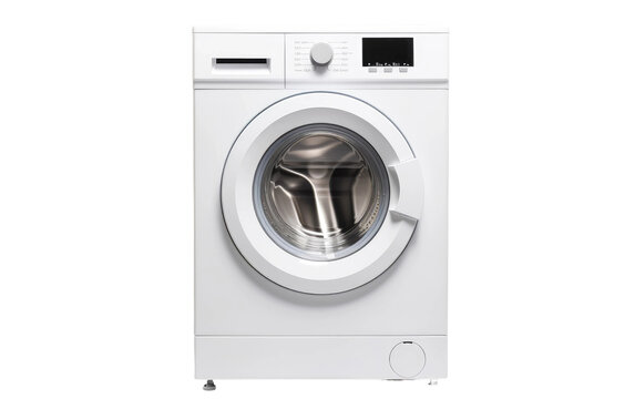 Front Loading Clothes Washing Machine On Transparent Background
