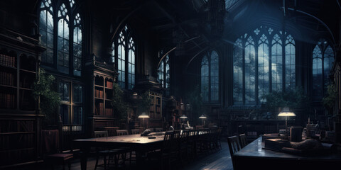 Fototapeta premium night in the dark academia city