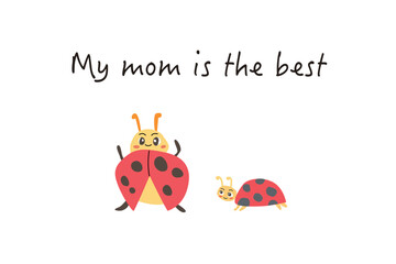 mom is the best card with cartoon ladybugs