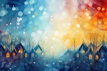 Fotobehang Abstract background Caroling: Singing Christmas carols door - to - door to spread holiday cheer. © annne