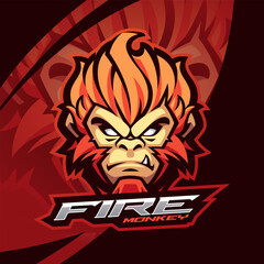 Redhead Fire Monkey mascot esport  logo 