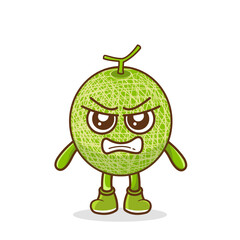 cute melon character with angry expression, mouth wide open. suitable for emoticon, logo, mascot, sticker