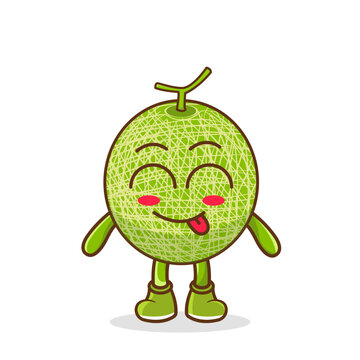 recommend clip art: Cute melon character is teasing and sticking out his tongue. eyes closed tongue out emoji