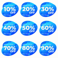 SET SALE TAG BADGE TEMPLATE GRADIENT COLOR DESIGN. OFFER WITH DIFFERENT DISCOUNT FROM 10, 20, 30, 40, 50, 60, 70, 80, 90 PERCENT OFF.MODERN DESIGN VECTOR FOR YOUR BUSINESS