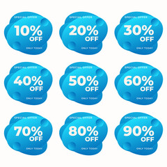 SET SALE TAG BADGE TEMPLATE GRADIENT COLOR DESIGN. OFFER WITH DIFFERENT DISCOUNT FROM 10, 20, 30, 40, 50, 60, 70, 80, 90 PERCENT OFF.MODERN DESIGN VECTOR FOR YOUR BUSINESS