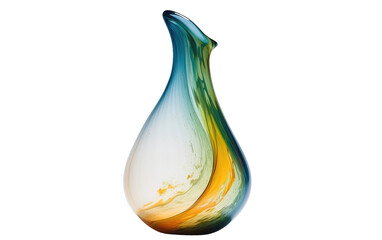 Unique Blown Glass Masterpiece Vase on Transparent Background