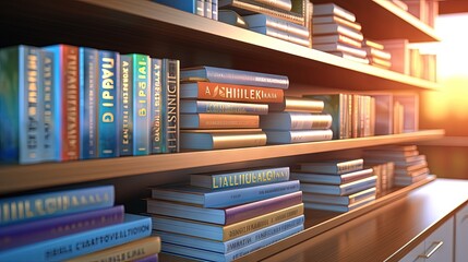 Text books on shelve with text written ACTIVE LEARNING, means learning method which students are actively involve to learning process
