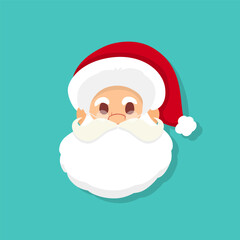 Santa Claus head with red hat. Santa Claus head in cartoon style. Set of cartoon Santa character. Santa Claus head in a flat design