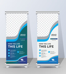 Medical and healthcare roll-up design, show standee banner template.