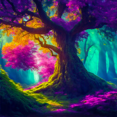 Nature With Colorful Fantasy Land 