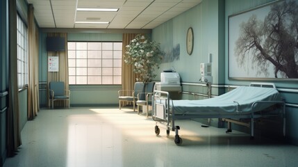 Empty nurses station in a hospital.