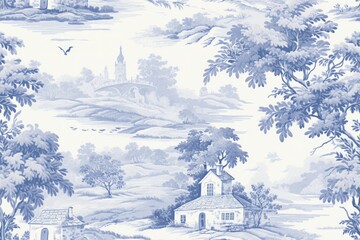 toile de jouy seamless pattern. classic french art texture