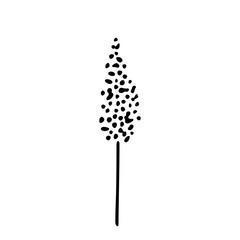 Simple drawing of Lavender flower, black vector illustration