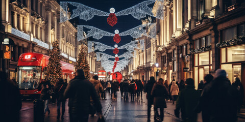 Christmas Festive Decoration Crowded street