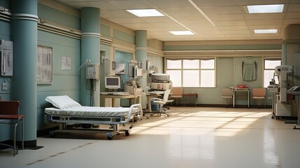 Empty nurses station in a hospital.