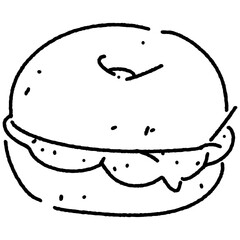 bagel illustration. outline vector food on transparent background. cute doodle breakfast. simple line of yummy food.