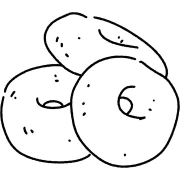 donuts illustration. outline vector food on transparent background. cute doodle breakfast. simple line of yummy food.