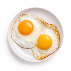 fried eggs isolated on white background - top view
