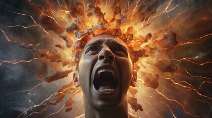 Anxiety Disorder and mental health and emotional stress as an anxiuos brain and fear or feelings and terror or panic attack with 3D illustration elements. - obrazy, fototapety, plakaty