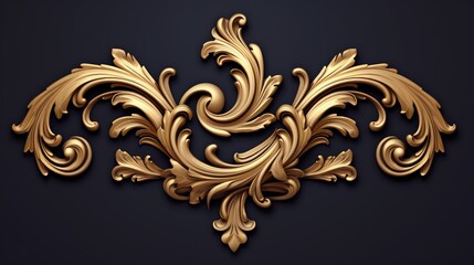 Premium Gold vintage baroque frame scroll ornament engraving crest floral retro pattern antique...