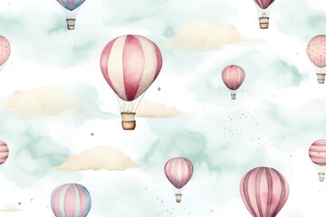 Fototapeta premium Hot Air Balloons - watercolor aerostat