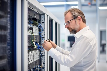 Naklejka na ściany i meble Technician or Engineer NentEnvicginia System engineers monitor server and network equipment performance through download balancing walls in the data center or server room