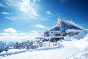 modern ski resort in winter