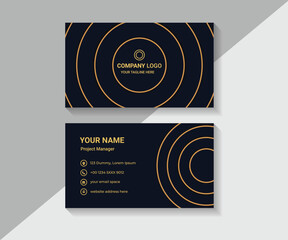 Blue And Gold Business Card Design.
