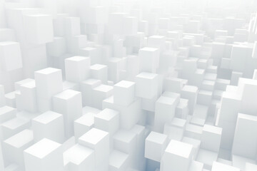 Geometric abstract background with white cubes in perspective