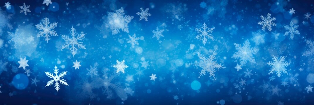 Christmas Snowflake: Abstract Blue Winter Background with Festive Snowflakes