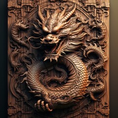 Wooden Dragon symbol of the year 2024. Year of the Dragon, Chinese New Year.