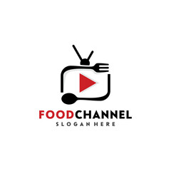 Fork spoon food channel television tv logo vector icon illustration,  Emblem, Design Concept, Creative Symbol, Icon
