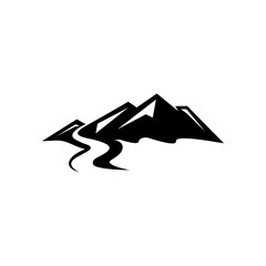 Mountain Peaks River Creek Simple logo design Vector