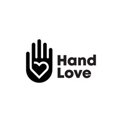 Hands with heart logo. Love, care, sharing, charity