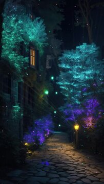 night in the city bioluminescent
