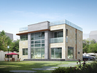 3d rendering of a modern house