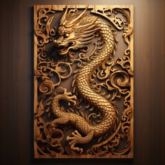 Wooden Dragon symbol of the year 2024. Year of the Dragon, Chinese New Year.