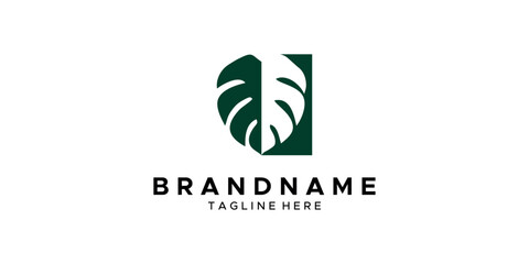 a graphic image themed on monstela leaves. white background. graphic vector base. © klinthingg