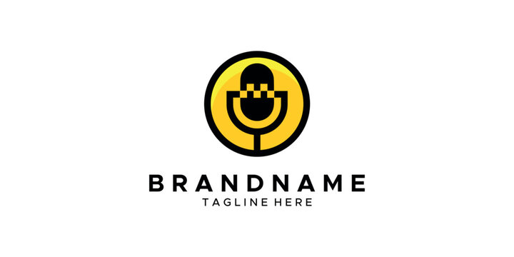 a graphic image with a taxi podcast theme. white background. graphic vector base.