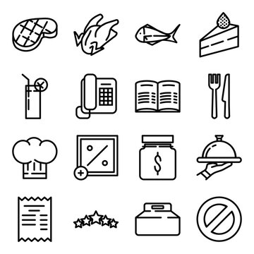 Restaurant icons set