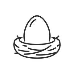 Egg in the nest, linear icon. Line with editable stroke