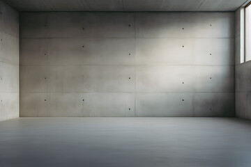 empty concrete room with window  - generative ai