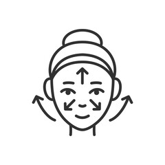 Facial skin tightening, linear icon. Line with editable stroke